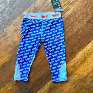Nike Logo Printed Capri Training‎ Leggings Girls 6X NWT Blue and Pink MSRP: $30